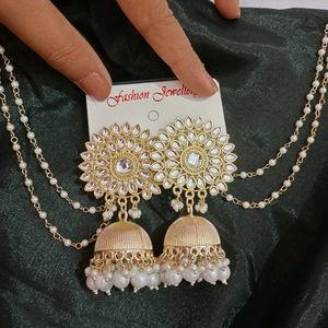 Golden Jhumka With Ear chain