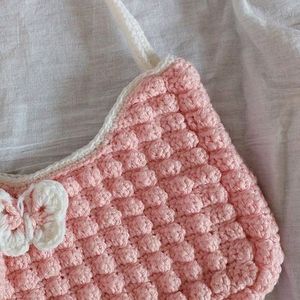 Crochet Peach Pink Popcorn HandBag