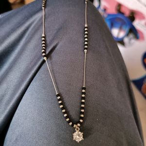 92.5 Silver Black Beads Chain