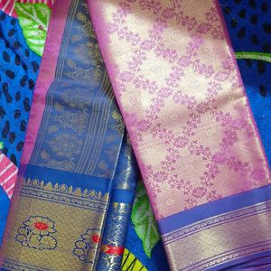 Purple And Blue Silk Saree