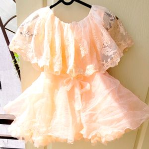 Rose Gold Net Party Wear Kids Baby Frock