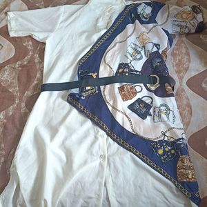 Korean Style Dress With Belt.