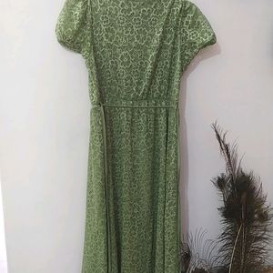 Metallic green Midi dress party wear!