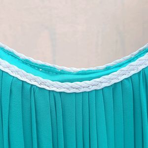 Strappy Grecian Blue-Green Pleated Gown