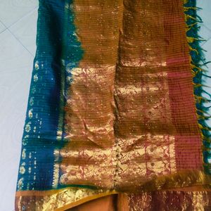 Multi  colour pure Gadwal saree