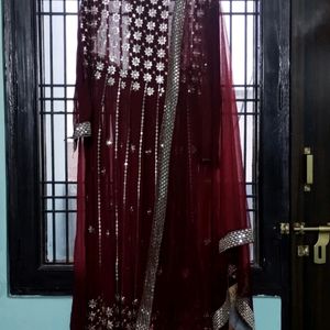 New Maroon Partywear Gown