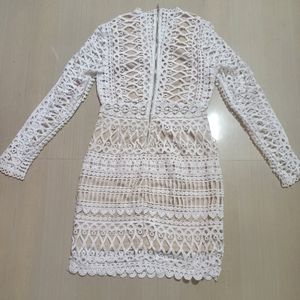 White Lace Overlay Dress