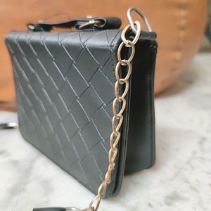 Black Patterned Sling Bag