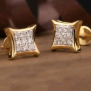 ROYAL RICH SQUARE AMERICAN DIAMOND STUD EARRINGS