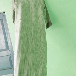 Long Kurti || Quarter Sleeves ||olive Shade