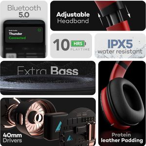 Boult Audio ProBass Wireless Headphones Black/Red