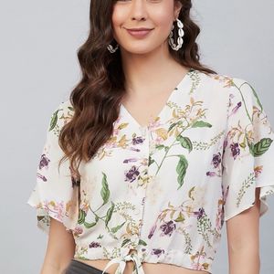 Marie claire floral printed crop top