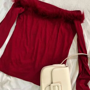 Off Shoulder Furry Top