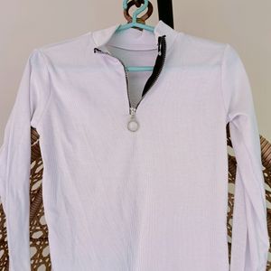 Women's White High Neck Top