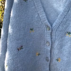 Zara Fuzzy Embroidered Cardigan