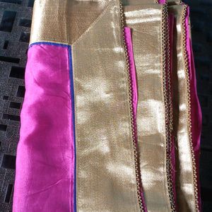 Pink Golden Saree