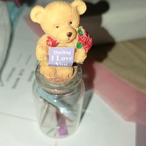 Glass Bottle I love You Teddy