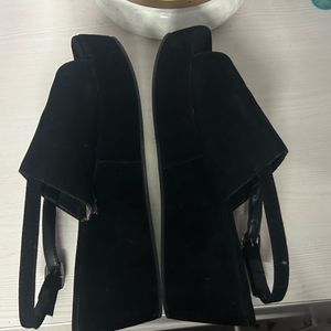 Black Suede Wedge Sandals