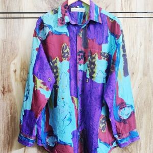 Purple Printed Shirt Size-44