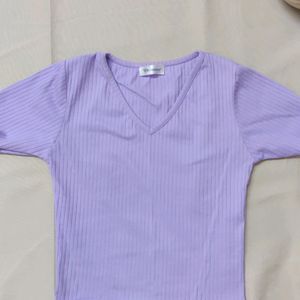 Lavender Fitted Crop Top
