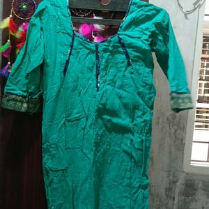 Sea Green Side Open Kurti