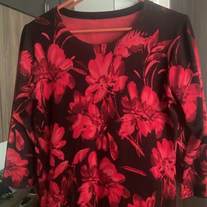 Beautiful Red-Black Floral Dress