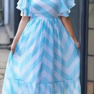 Sky_Blue Zigzag Georgette Dress Urbane fashion