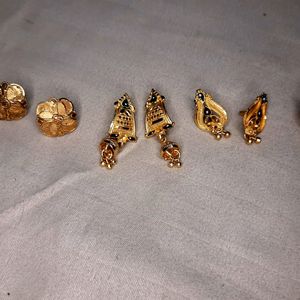 Gold Plated Earrings Set Of 5