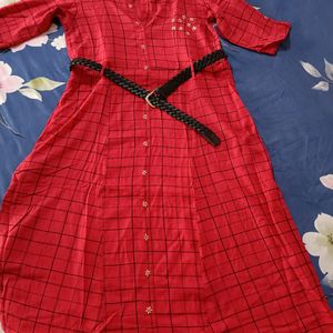 Red A-line Dress