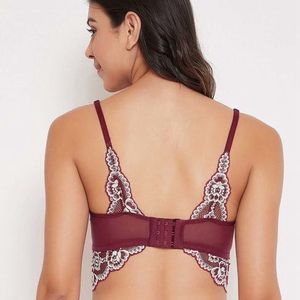 Clovia Lace Padded Bra (Maroon)