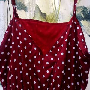 Maroon Polkadot Dress