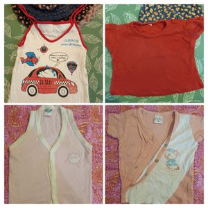 4 Baby Tops With Free Caps