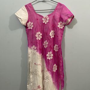 Magenta & White Churidaar Suit Set