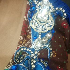 Stylish Dark Blue & Light Green Saree