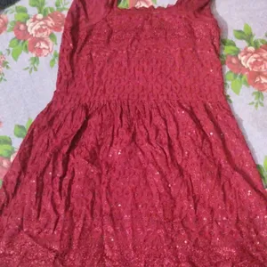 BEAUTIFUL CHIKANKARI FROCK KURTI WITH DUPATTA