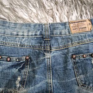 Y2k Vintage Denim Studded Patchwork Skirt