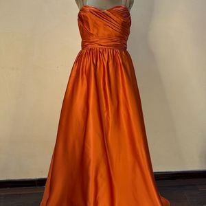 Rust orange Slip Dress With Cancan Layer