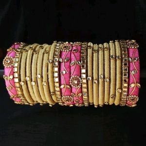 Handmade Floral Silk Thread Bangles Set