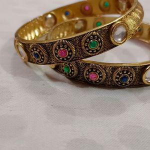 Golden Kundan Bangles