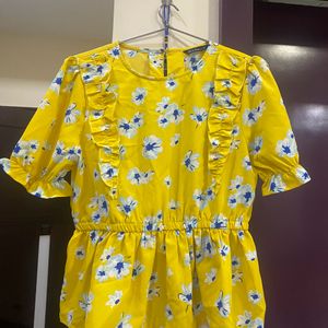 Yellow Casual Printed Top