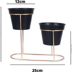 New Metal Hard Pot 2 Pc With Stand Brass