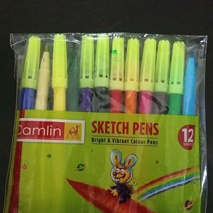 6 Combo Of Sketch Pens + Crayon Set + Glitter Riffil At Sale Price Grab Soon