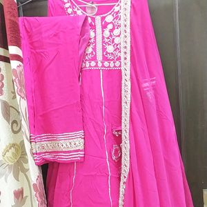 Rose Color Anarkali Set