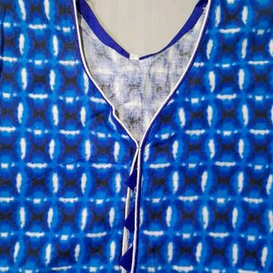 Blue and White Patterned Kurta