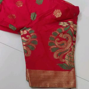 Banarsi Silk Saree With Stitched Blouse