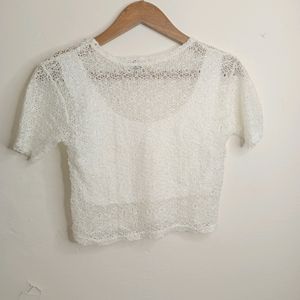 White Colour Casual Top (Girl' s)