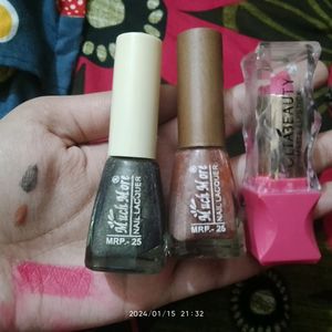 2 Nailpaints And 1 Lipstick