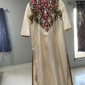 Ivory Dress Wid Multi Handwork