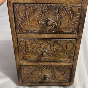 Wooden Organiser With Carving