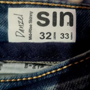 SIN Men Mid-Wash Skinny Fit Jeans